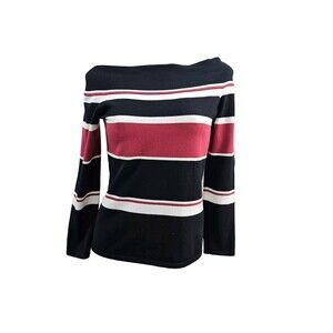 Veronica Beard M‎ Audrey Off-Shoulder Bateau Neck Striped Sweater EUC Designer